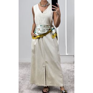 Vestido Reto Decote V Hilary - Cru