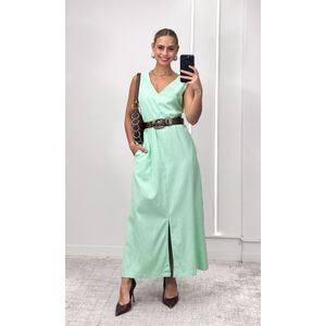 Vestido Reto Decote V Hilary - Verde Claro