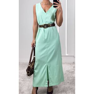 Vestido Reto Decote V Hilary - Verde Claro