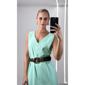 Vestido Reto Decote V Hilary - Verde Claro