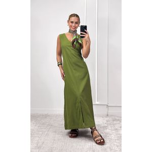 Vestido Reto Decote V Hilary - Verde Musgo