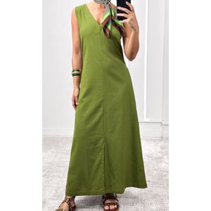 Vestido Reto Decote V Hilary - Verde Musgo