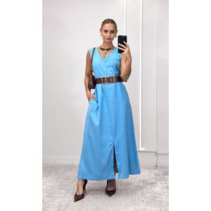 Vestido Reto Decote V Hilary - Azul Candy