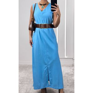 Vestido Reto Decote V Hilary - Azul Candy