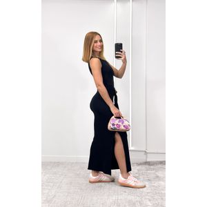 Vestido Cavado com Fivela Amarração - Preto