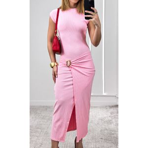 Vestido Cavado com Fivela - Rosa Candy