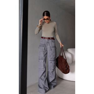 Corset Assimétrico Jeans sem alça - Cinza Chumbo