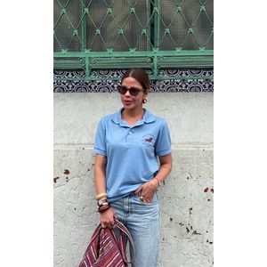 Blusa Polo Louise - Azul Bebê/Bordô