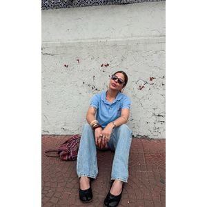 Blusa Polo Louise - Azul Bebê/Bordô