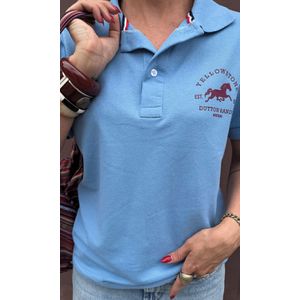 Blusa Polo Louise - Azul Bebê/Bordô
