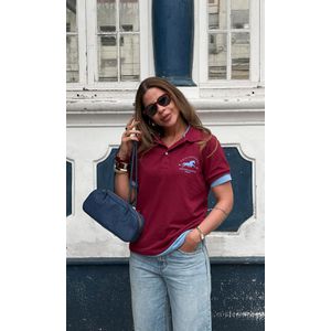 Blusa Polo Louise - Bordô/Azul Bebê