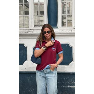 Blusa Polo Louise - Bordô/Azul Bebê
