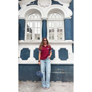Blusa Polo Louise - Bordô/Azul Bebê