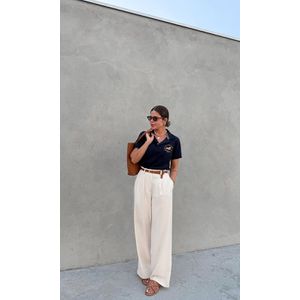 Blusa Polo Louise - Azul Marinho/Amarelo