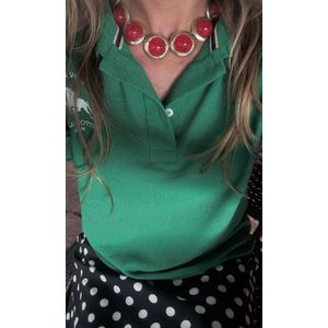 Blusa Polo Louise - Verde Escuro/Branco