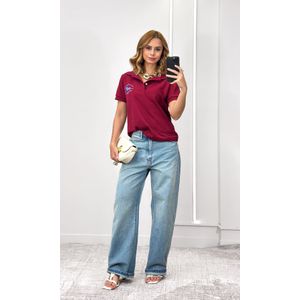 Blusa Polo Louise - Bordô/Azul Bebê