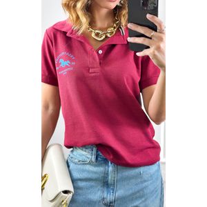 Blusa Polo Louise - Bordô/Azul Bebê