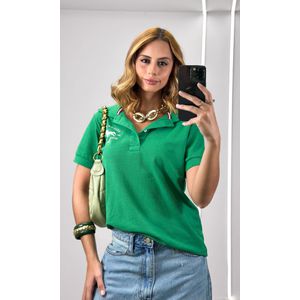 Blusa Polo Louise - Verde Escuro/Branco