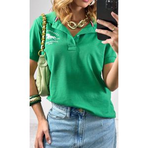 Blusa Polo Louise - Verde Escuro/Branco