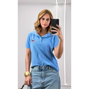 Blusa Polo Louise - Azul Bebê/Bordô