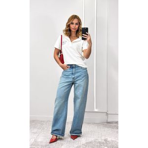 Blusa Polo Louise - Branco/Preto