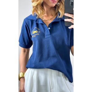 Blusa Polo Louise - Azul Marinho/Amarelo