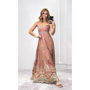 Vestido Evase Barra Guipir - Chocolate