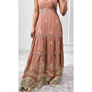 Vestido Evase Barra Guipir - Chocolate