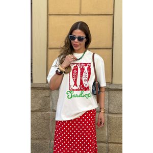Camiseta Sardines - Branco/Vermelho/Verde