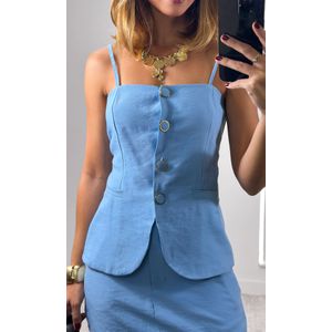 Conjunto Colete e Short Saia Laura - Azul Candy