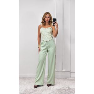 Conjunto Blusa e Calça Guipir Lateral - Verde Claro