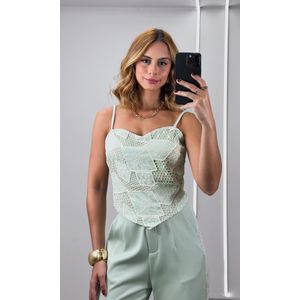 Conjunto Blusa e Calça Guipir Lateral - Verde Claro