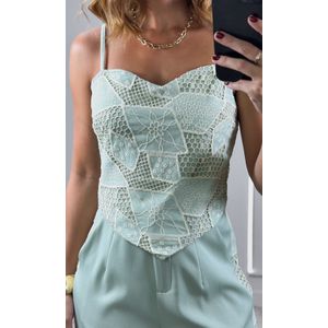 Conjunto Blusa e Calça Guipir Lateral - Verde Claro