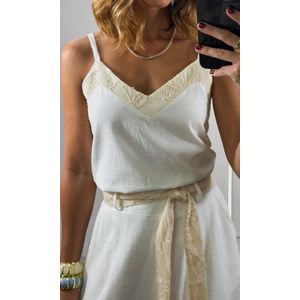 Conjunto Blusa e Saia Cinto Crochê - Branco