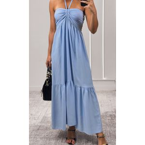 Vestido Frente Única Franzida - Azul Candy