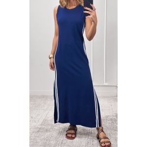 Vestido Cavado Malha Track - Azul Marinho