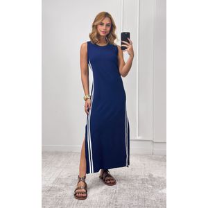 Vestido Cavado Malha Track - Azul Marinho