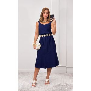 Conjunto Regata e Saia com Fenda - Azul Marinho