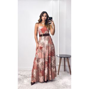 Vestido Longo Crepe Paisley - Rosa Queimado