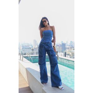 Calça Jeans Cargo Utility - Azul Estonado