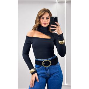 Body Poliamida Assimétrico Gola - Preto