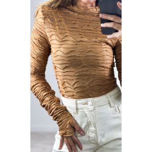 Body Bodado Lurex Waves - Caramelo