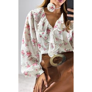 Camisa Chiffon Liberty - Bege/Rosa