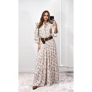 Vestido Longo Liberty - Bege/Rosa