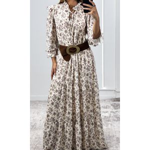 Vestido Longo Liberty - Bege/Rosa
