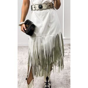Vestido Courino Barra Franjas - Branco