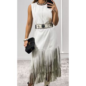 Vestido Courino Barra Franjas - Branco