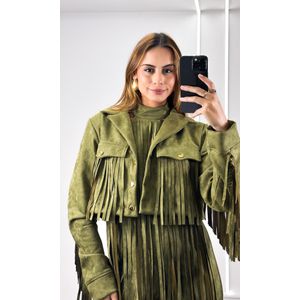 Casaco Suede com Franjas Star - Verde