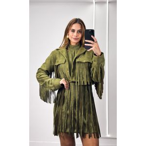 Casaco Suede com Franjas Star - Verde