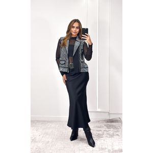 Colete Zíper Strass - Preto